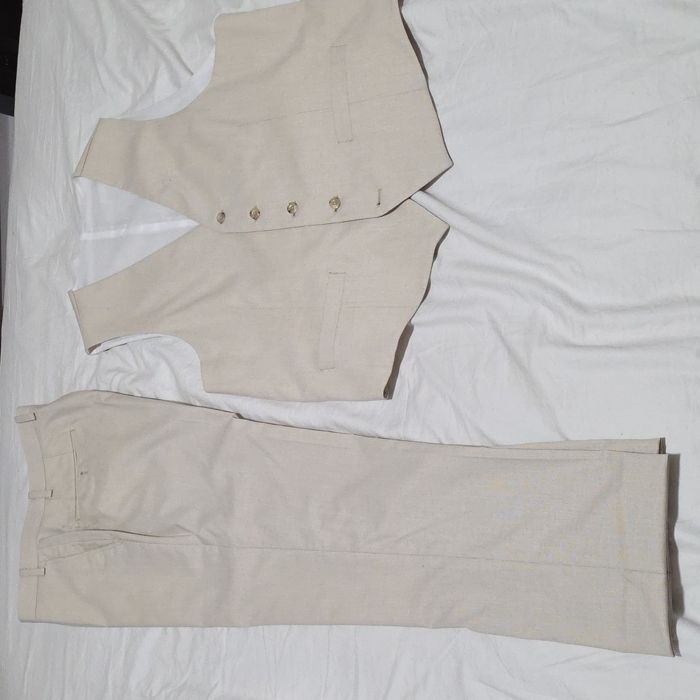 SuitShop Tan Vest and Pants Set - Free Shippinh